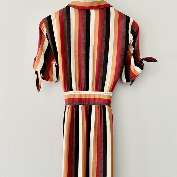 Mango Striped Midi Dress - Red, Brown, Cream - Picture 6 of 7
